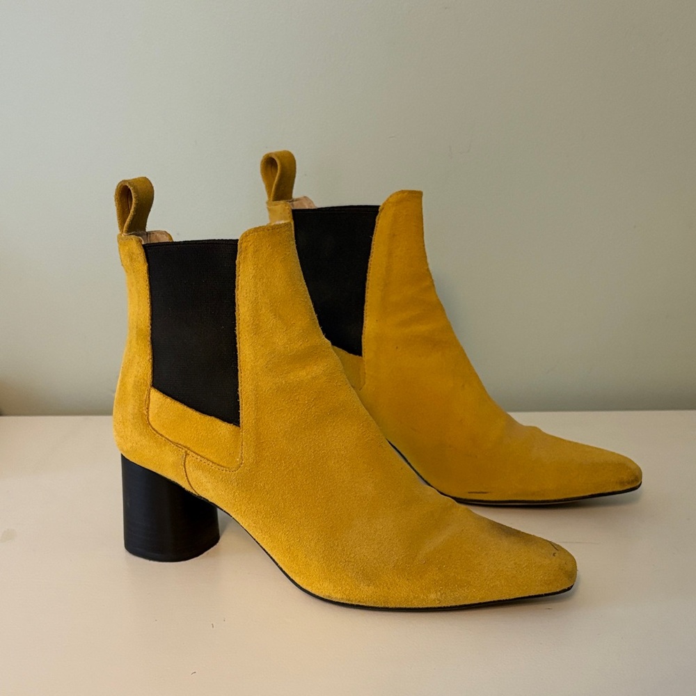 Zara Yellow Suede Ankle Boots